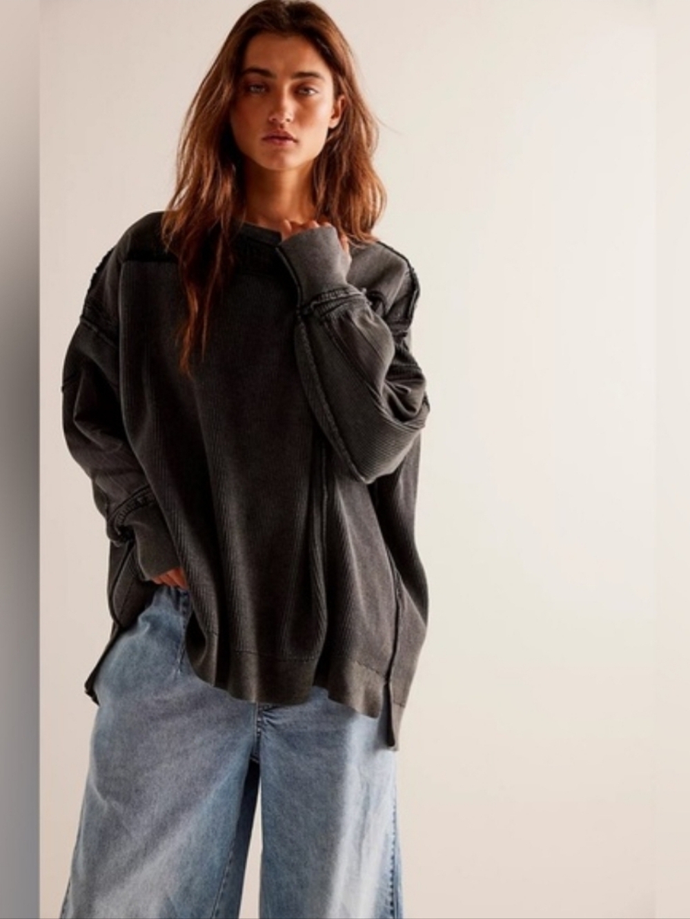 Free People We The Free Oversized Worn Thru Pullover